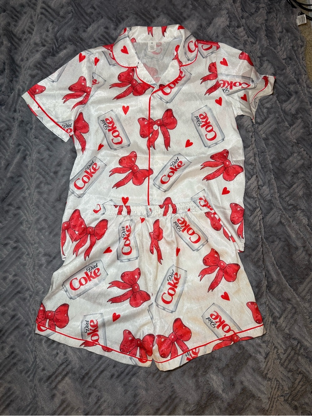 Diet Coke Satin Red & White Pajama Set
